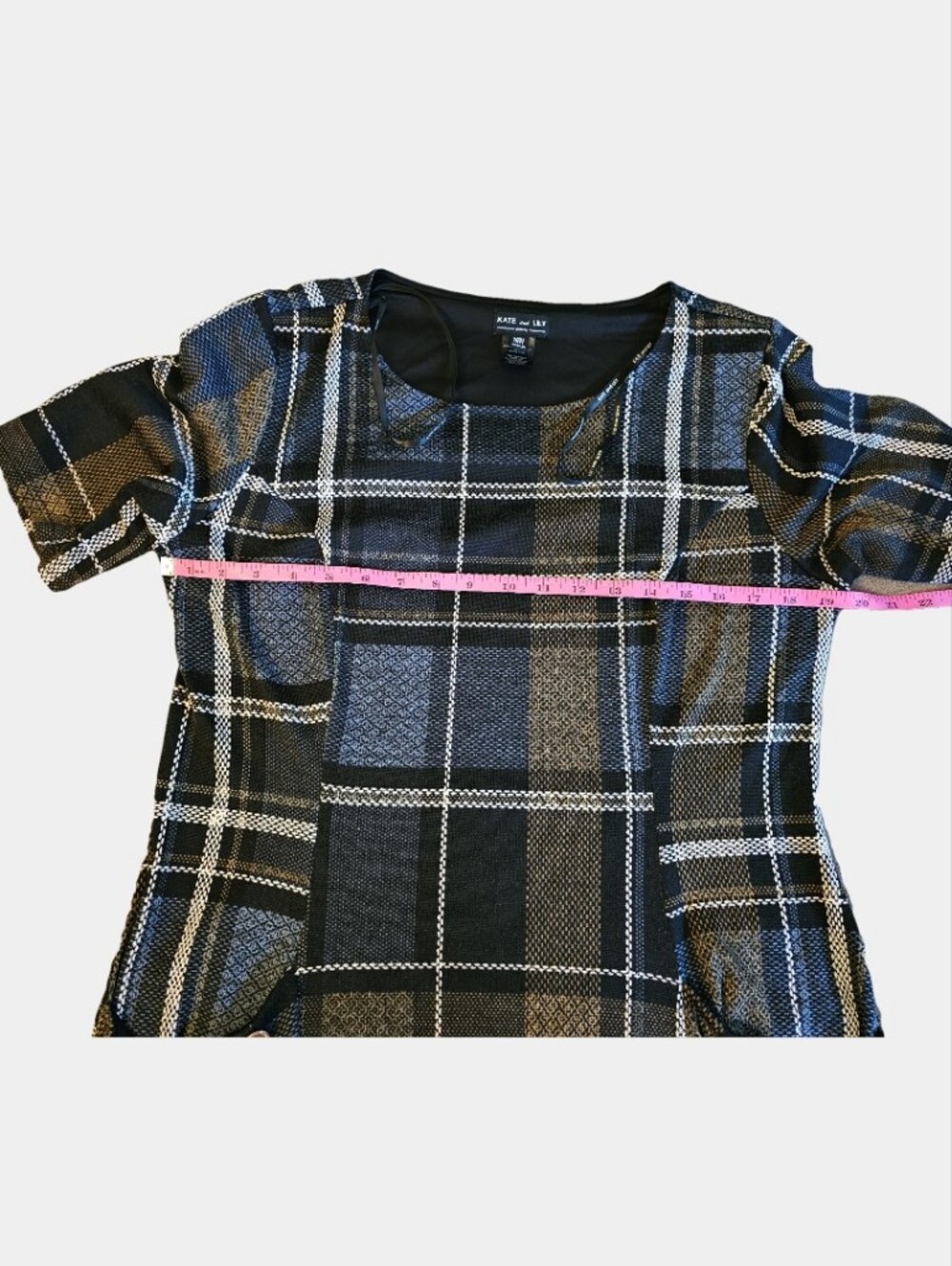 Kate And Lily Short Sleeve Plaid Shift Mini Dress Size 14 - Picture 10 of 10